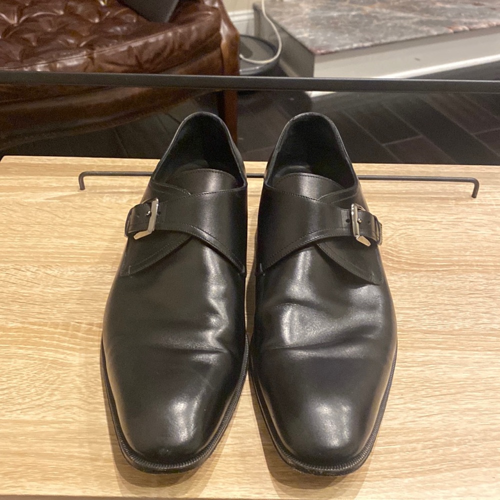 Ferragamo men’s black single monk strap shoes size 13